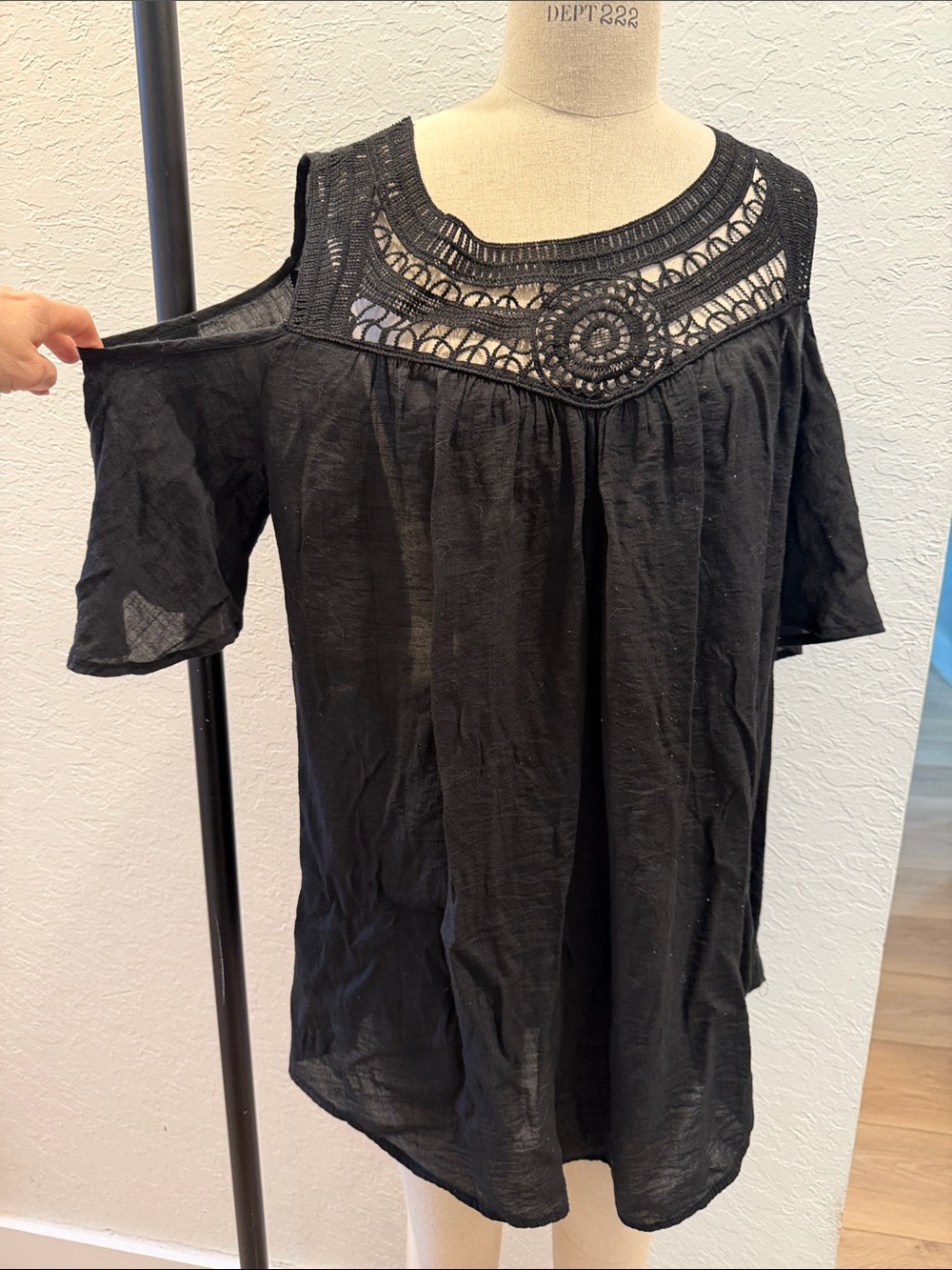 Black gauze beach cover up